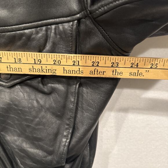 Vintage Mirage Black Leather Bomber Jacket Large - Picture 7 of 14